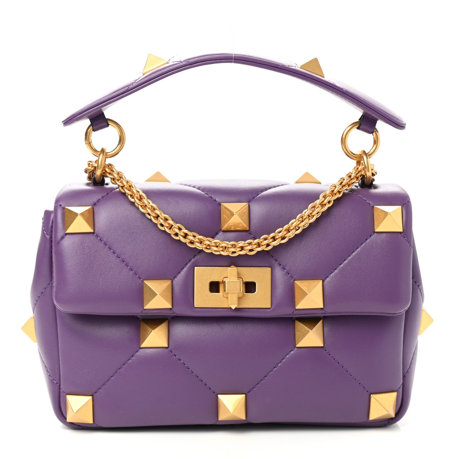 Valentino Garavani Nappa Medium Roman Stud Shoulder Bag Indian Violet 1 of 9