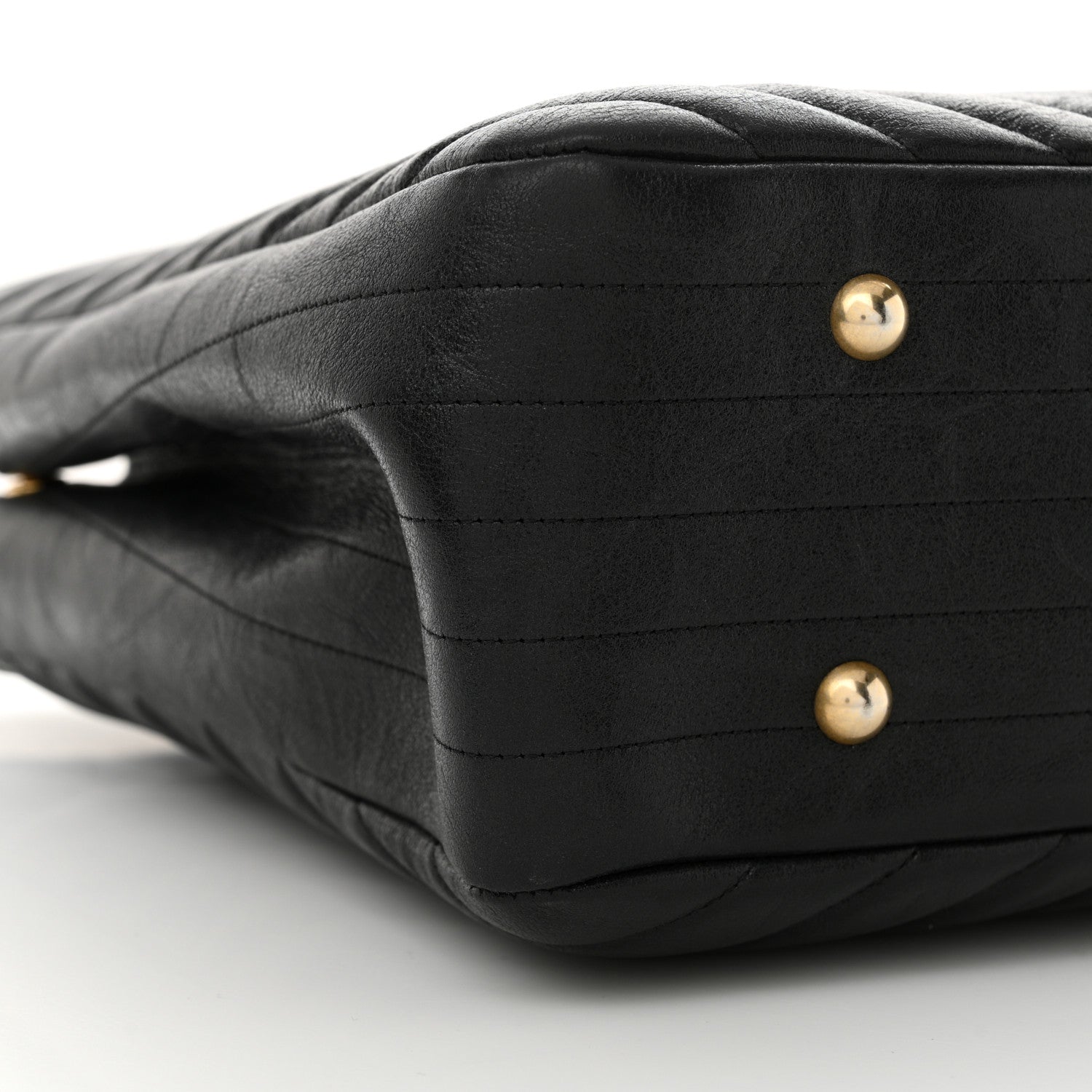 Chanel Iridescent Calfskin Chevron Quilted Shopping Tote Black 9 of 11