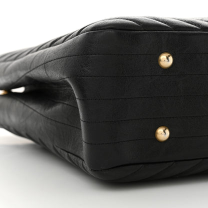 Chanel Iridescent Calfskin Chevron Quilted Shopping Tote Black 9 of 11
