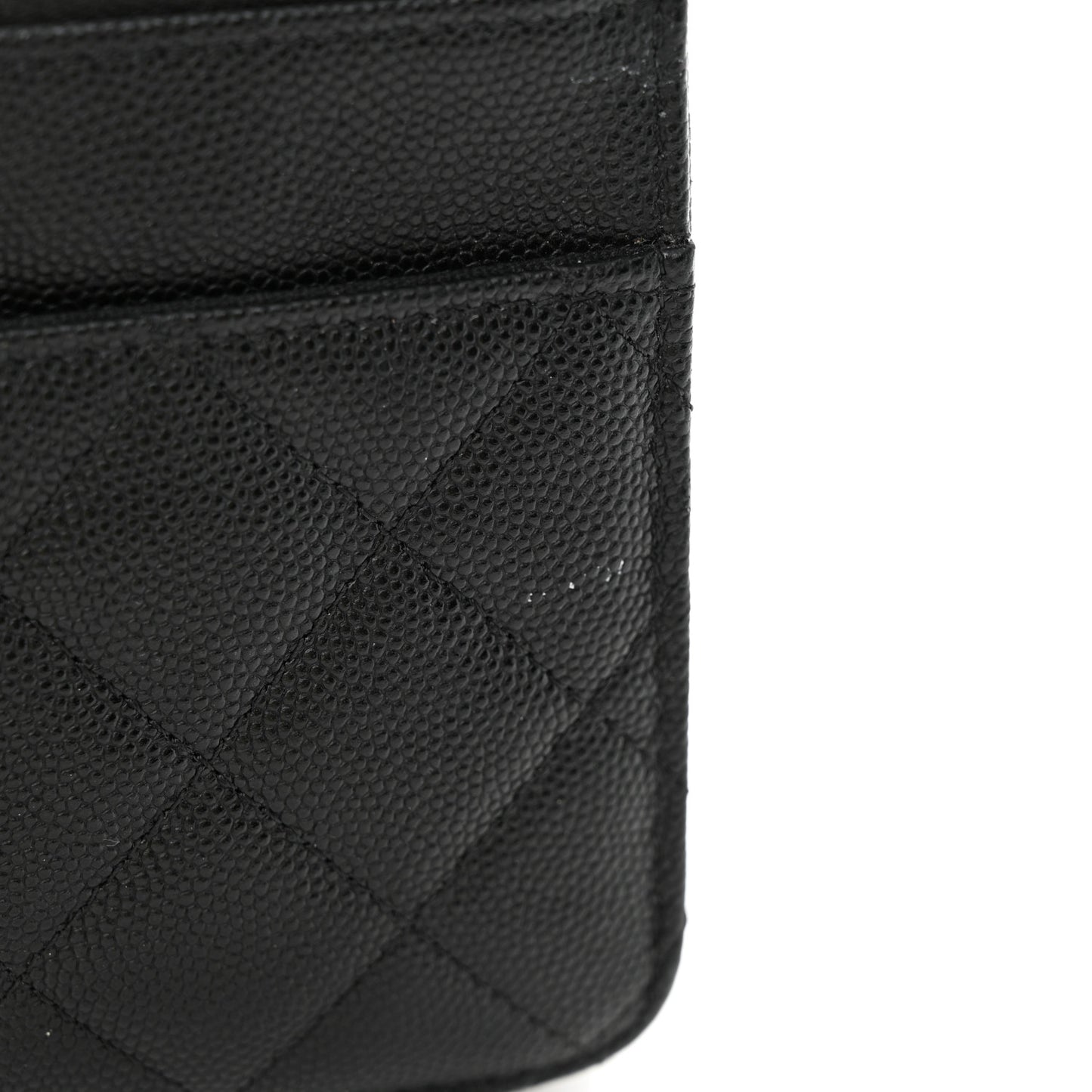 Caviar Quilted Crystal Enamel CC Wallet On Chain WOC Black