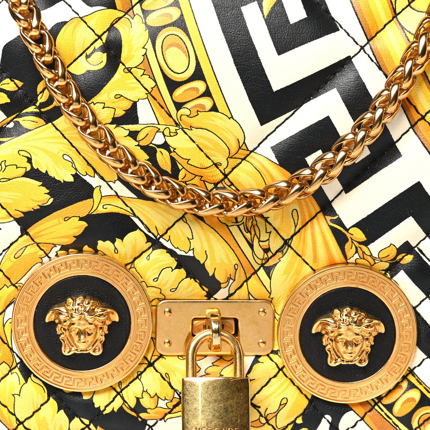 Versace Nappa Barocco Printed Icon Shoulder Bag Black Gold 7 of 13