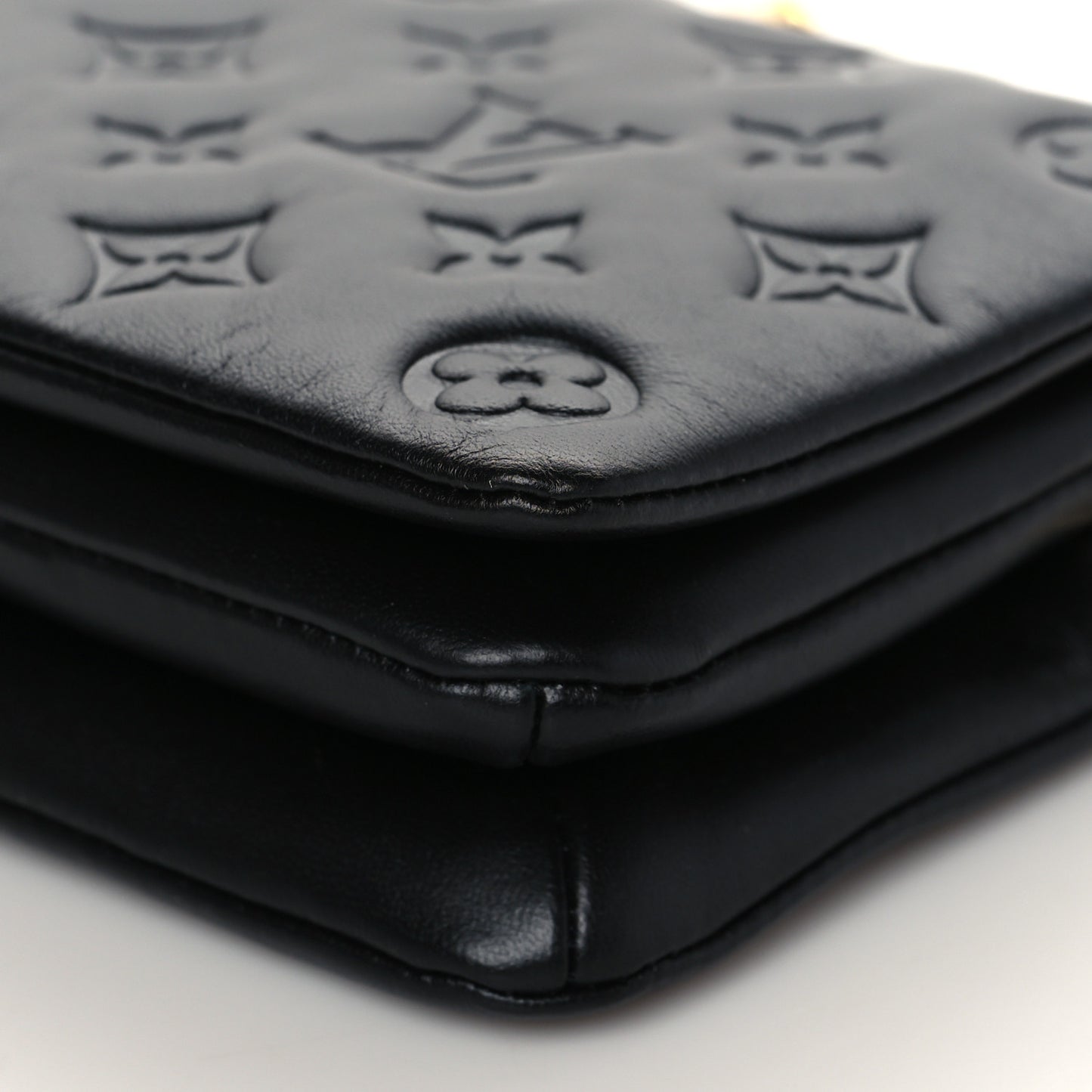 Lambskin Embossed Monogram Pochette Coussin Black
