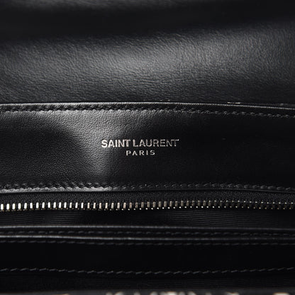 Saint Laurent Cotton Bandana Y Quilted Monogram Toy Loulou Crossbody Bag Black White 7 of 11