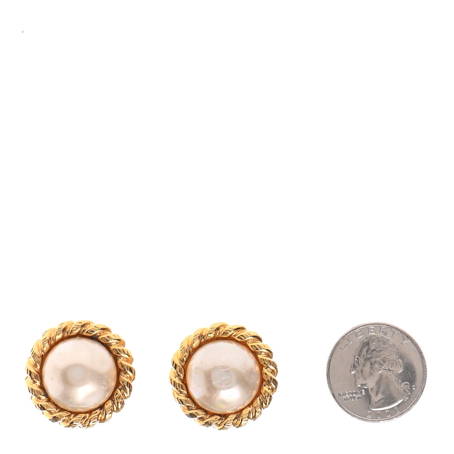 Chanel Pearl Clip On Earrings Gold 2 of 9
