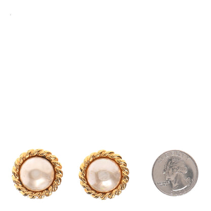 Chanel Pearl Clip On Earrings Gold 2 of 9