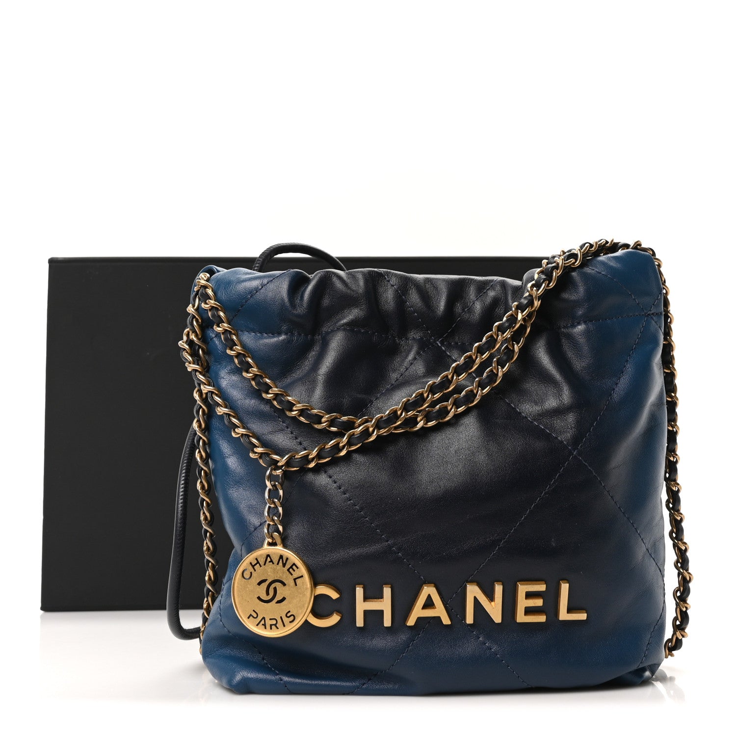 CHANEL ネイビー キルティング バッグ Chanel Caviar Quilted Jumbo Double Flap Navy Blue 1776478