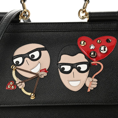 Dolce & Gabbana Dauphine Studded Medium DG Family Patch Miss Sicily Satchel Black 7 of 10