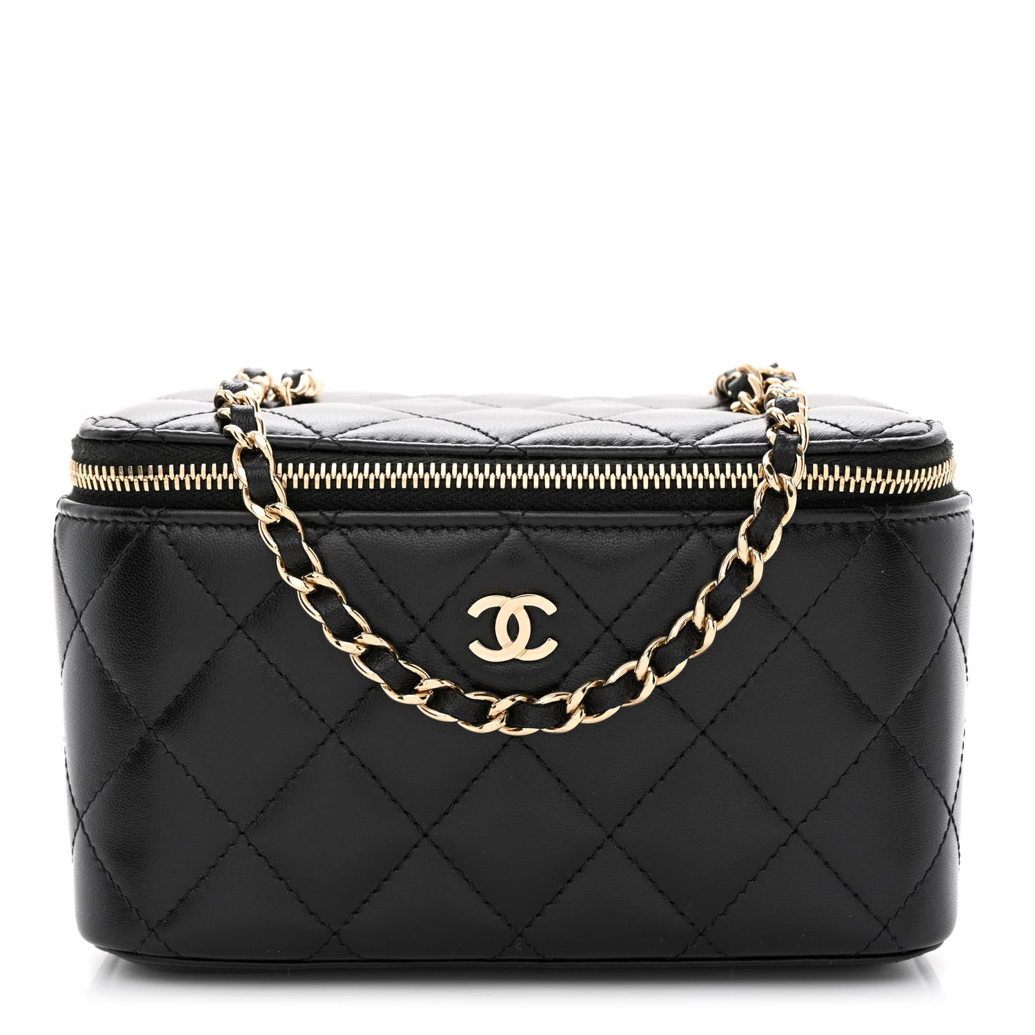 Chanel Lambskin Quilted Small Vanity Case With Chain Black 1 of 14