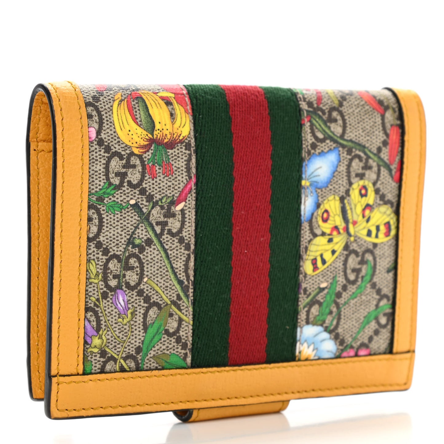 GG Supreme Monogram Flora Web Ophidia Passport Case Beige Multicolor Crop