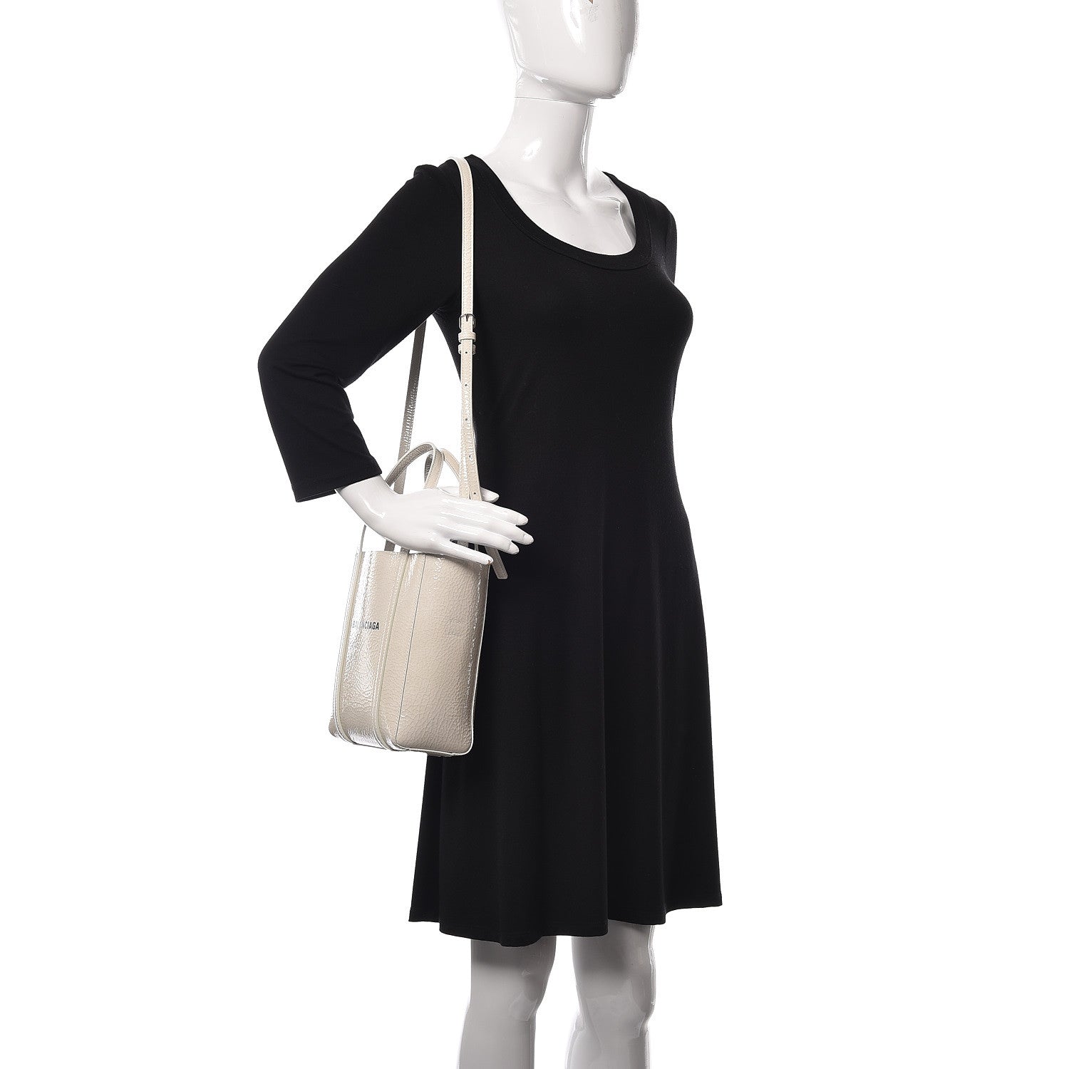 Balenciaga Textured Patent XXS Everyday Tote Oyster Gunmetal 2 of 8