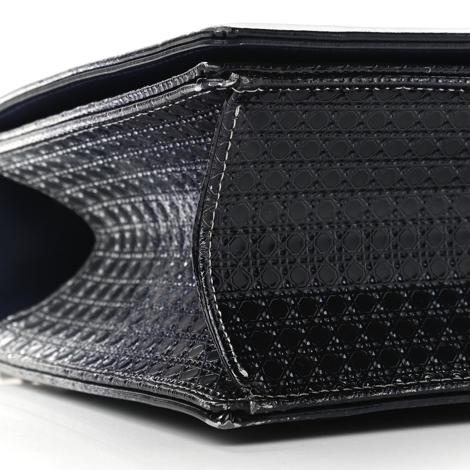 Christian Dior Metallic Patent Micro-Cannage Gradient Medium Diorama Flap Bag Silver Blue 7 of 11