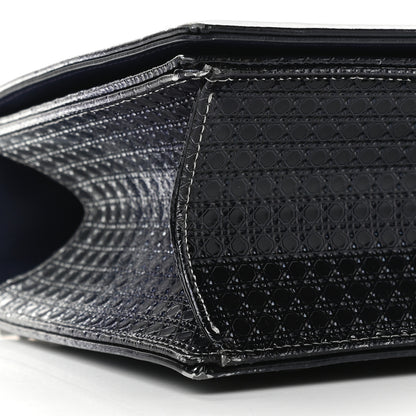 Christian Dior Metallic Patent Micro-Cannage Gradient Medium Diorama Flap Bag Silver Blue 7 of 11