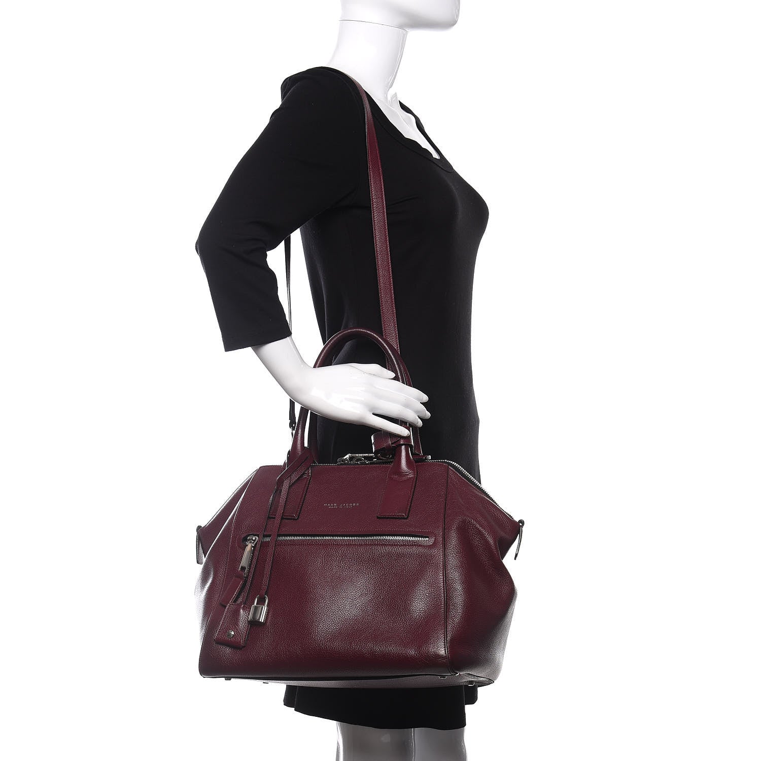 Marc Jacobs Textured Calfskin Medium Incognito Satchel Burgundy 2 of 8