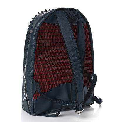 Christian Louboutin Calfskin Nylon Backparis Spiked Backpack Marine 3 of 8