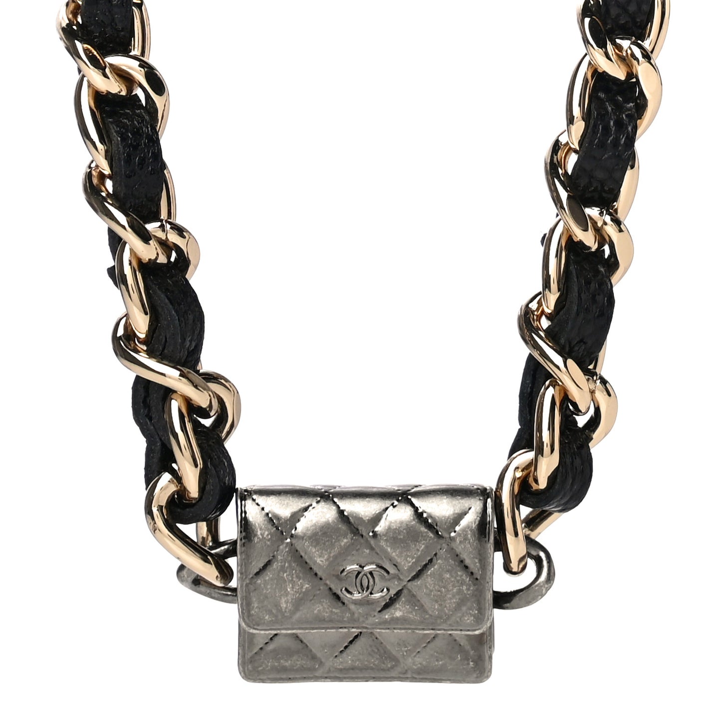 Caviar Quilted Wallet With Charms On Chain WOC Black