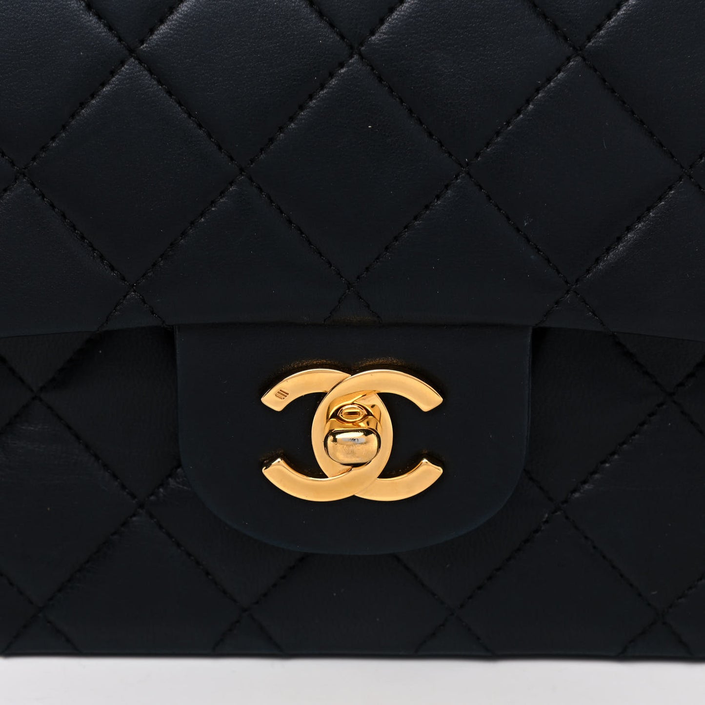 Lambskin Quilted Small Double Flap Black