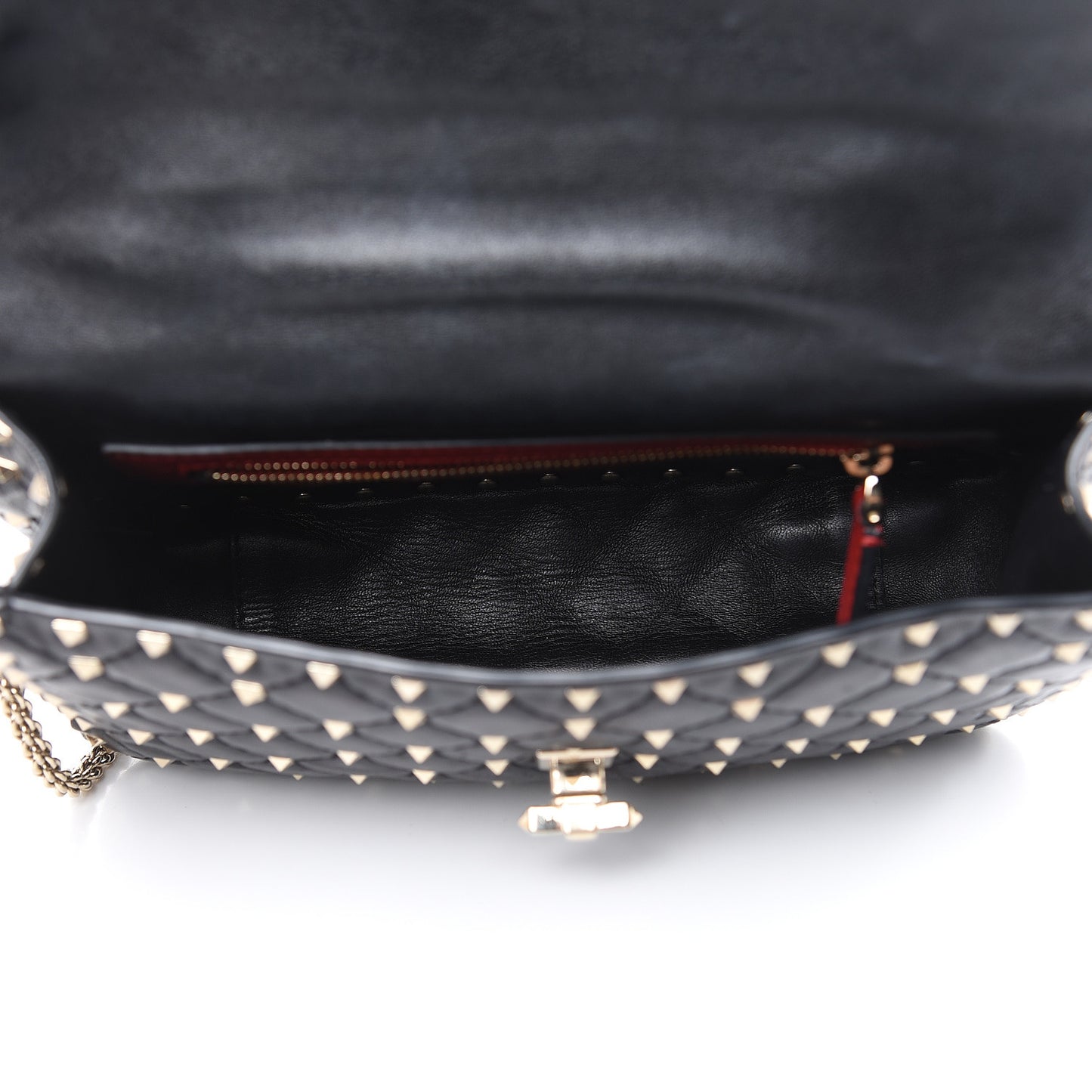 Lambskin Medium Rockstud Spike Shoulder Bag Black