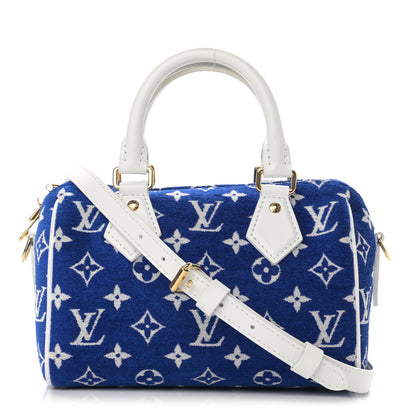 Louis Vuitton Jacquard Velvet Monogram LV Match Speedy Bandouliere 20 Blue 1 of 9
