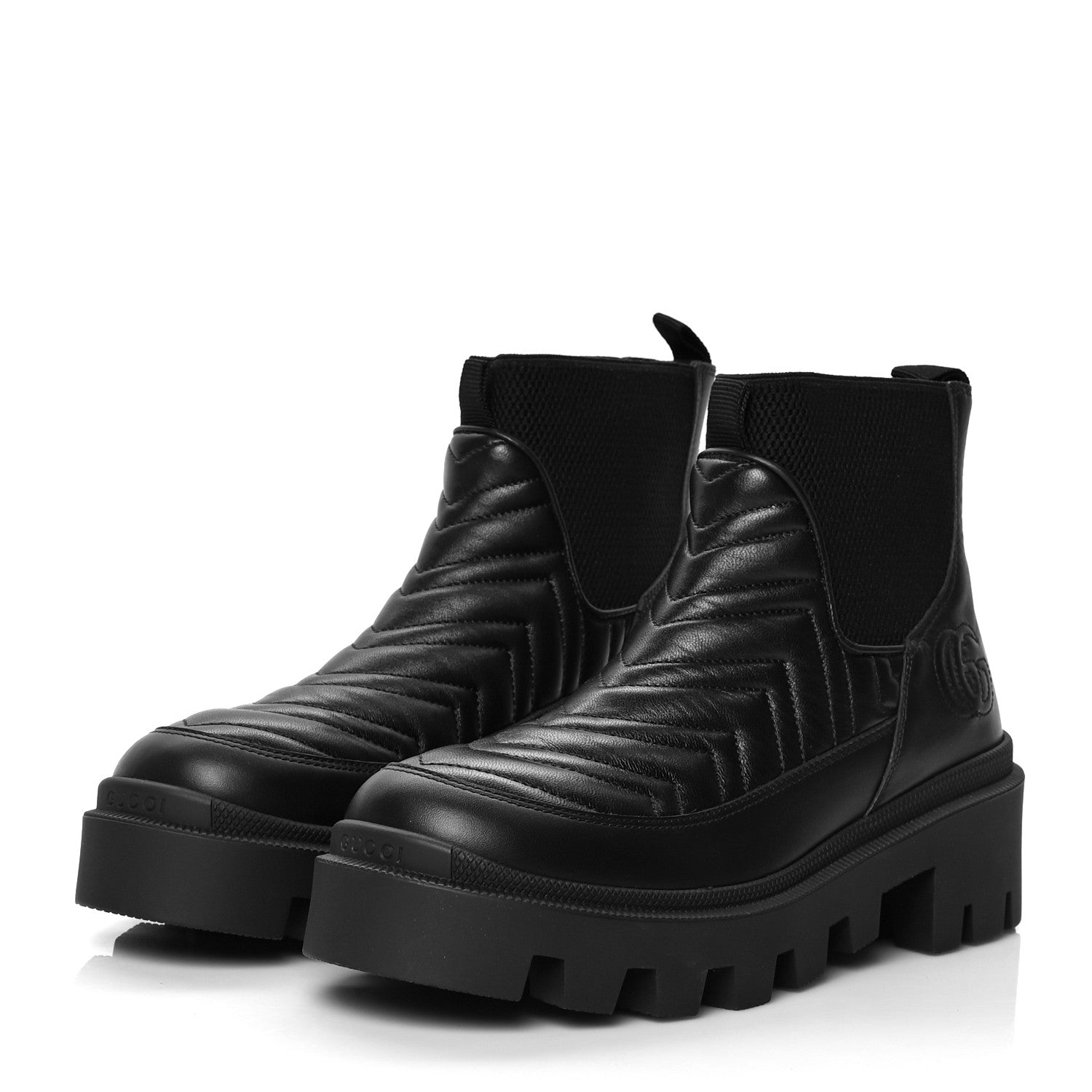 Gucci Calfskin Nappa Matelasse Frances Chelsea Boots 37.5 Black 3 of 7