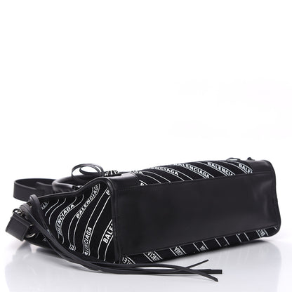 Balenciaga Canvas Satin Calfskin Diagonal Allover Logo Print Classic Silver Hardware S City Black White 4 of 11