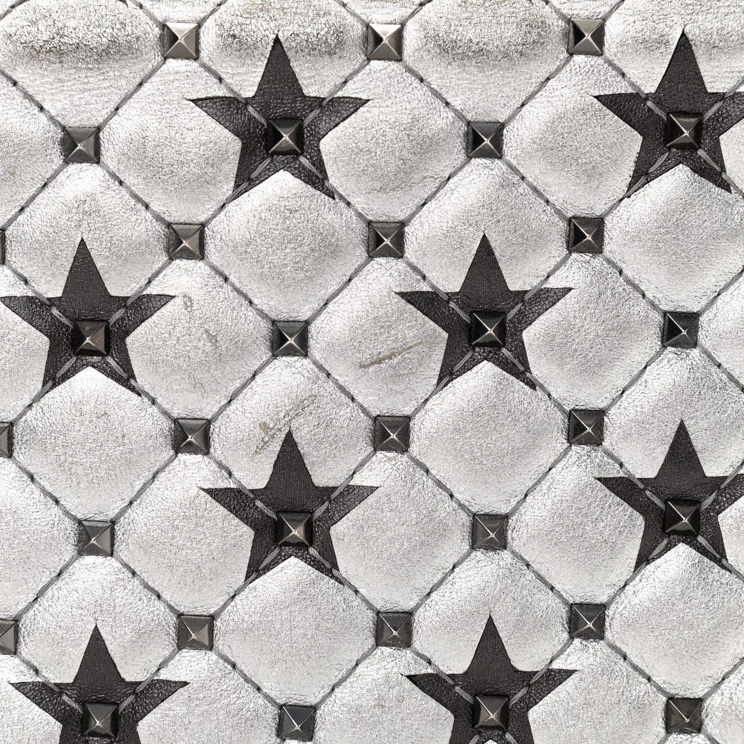 Metallic Lambskin Medium Star Rockstud Spike Shoulder Bag Silver