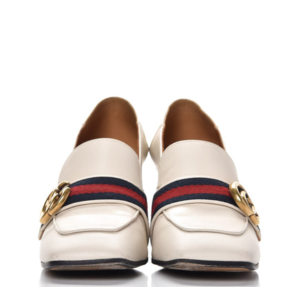 Gucci Calfskin Web Peyton Loafer Pumps 37 Ivory 2 of 11