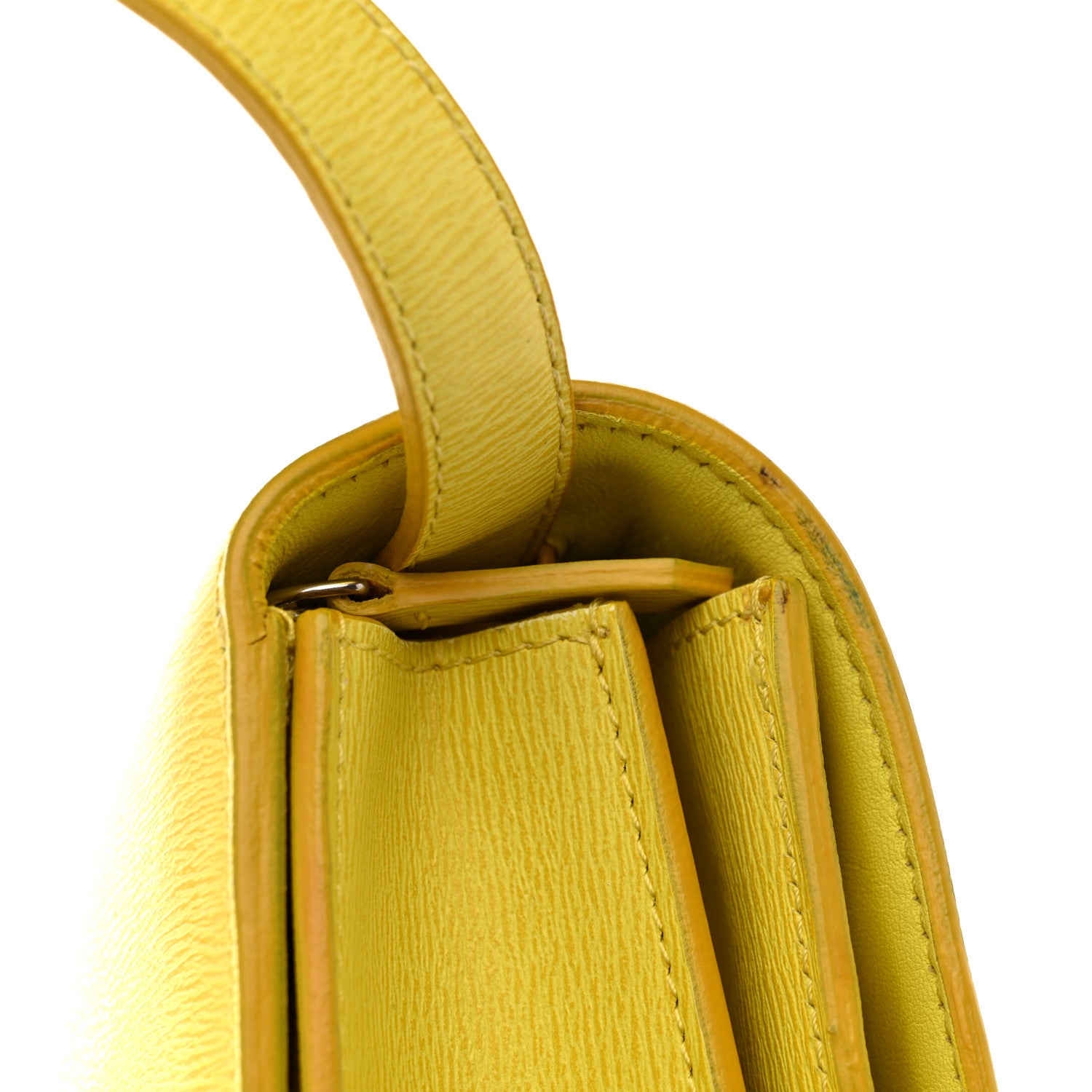 Celine Liege Calfskin Medium Classic Box Flap Bag Fluo Yellow