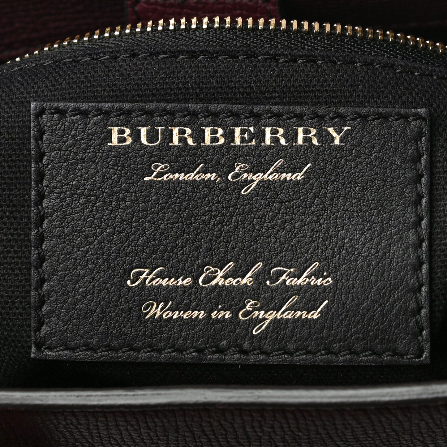 Grainy Calfskin House Check Small Banner Tote Mahogany Red