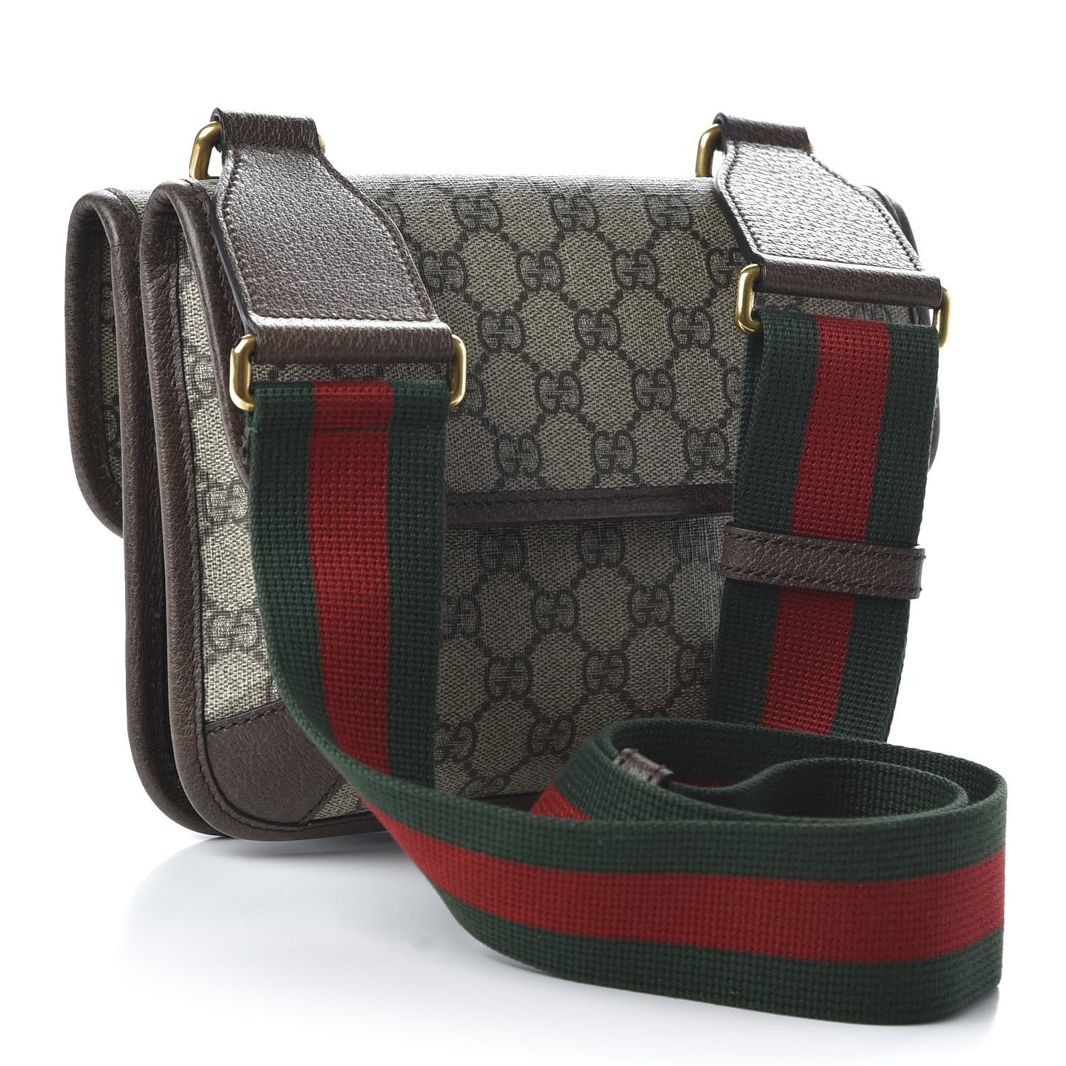 Gucci GG Supreme Monogram Web Small Neo Vintage Double Flap Messenger Bag Beige New Acero 3 of 10