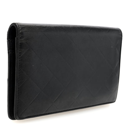 Chanel Lambskin Embossed Logo Yen Wallet Black 3 of 7