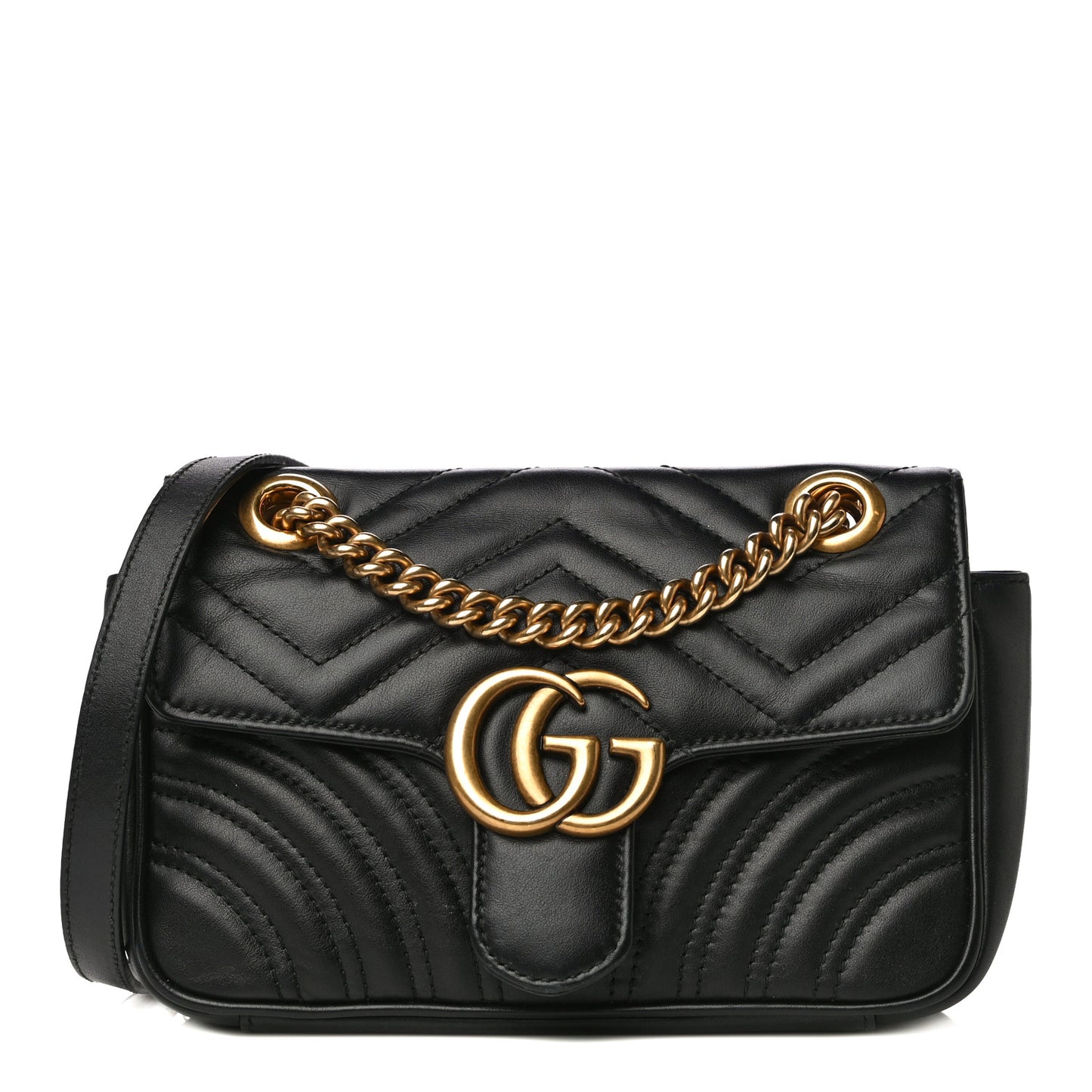 Calfskin Matelasse Mini GG Marmont Shoulder Bag Black