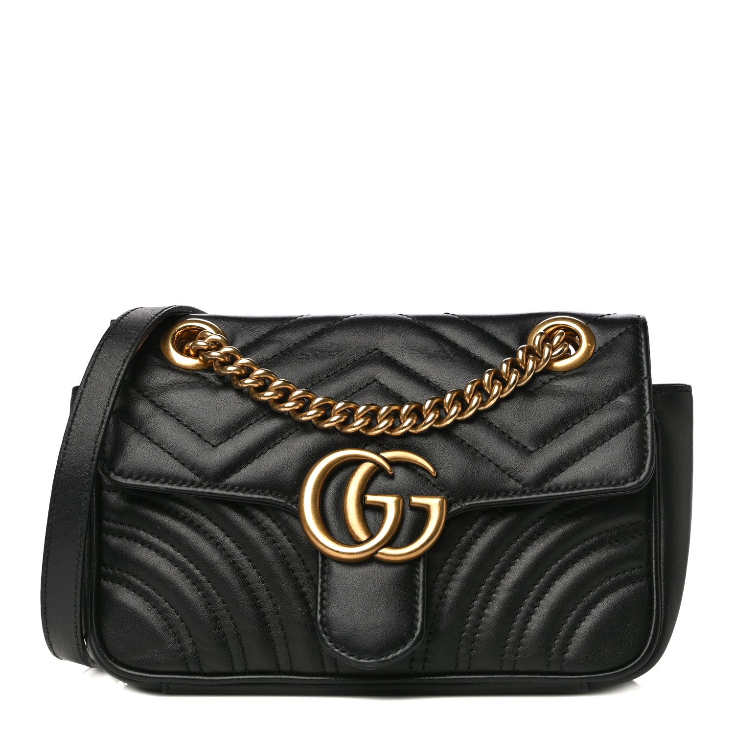 Gucci Calfskin Matelasse Mini GG Marmont Shoulder Bag Black 1 of 24