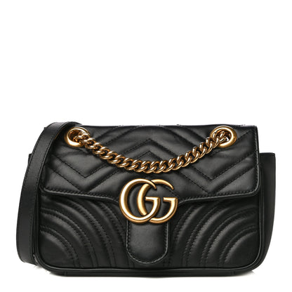 Gucci Calfskin Matelasse Mini GG Marmont Shoulder Bag Black 1 of 24
