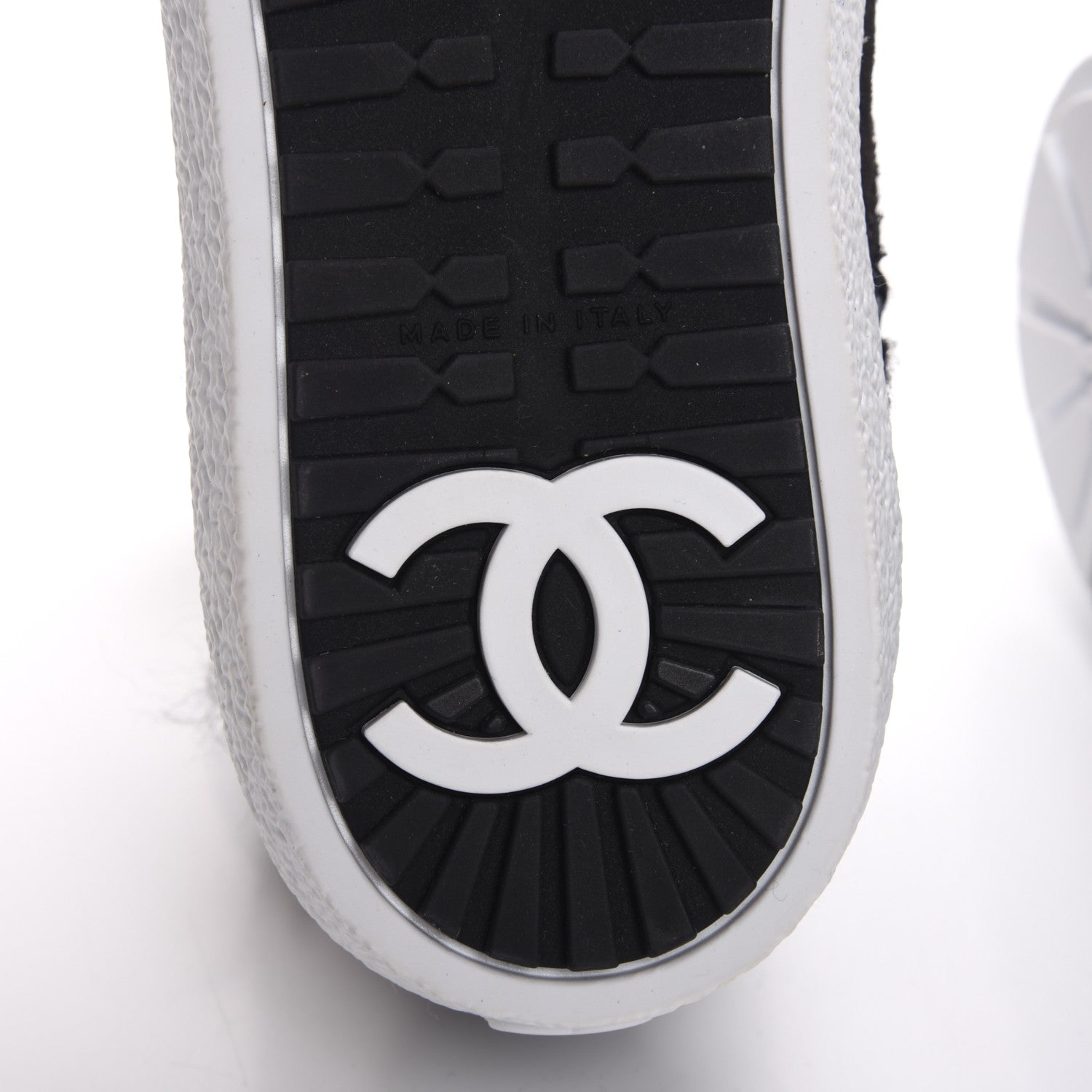 Chanel Suede Tweed High Top Sneakers 37 Black White 6 of 11