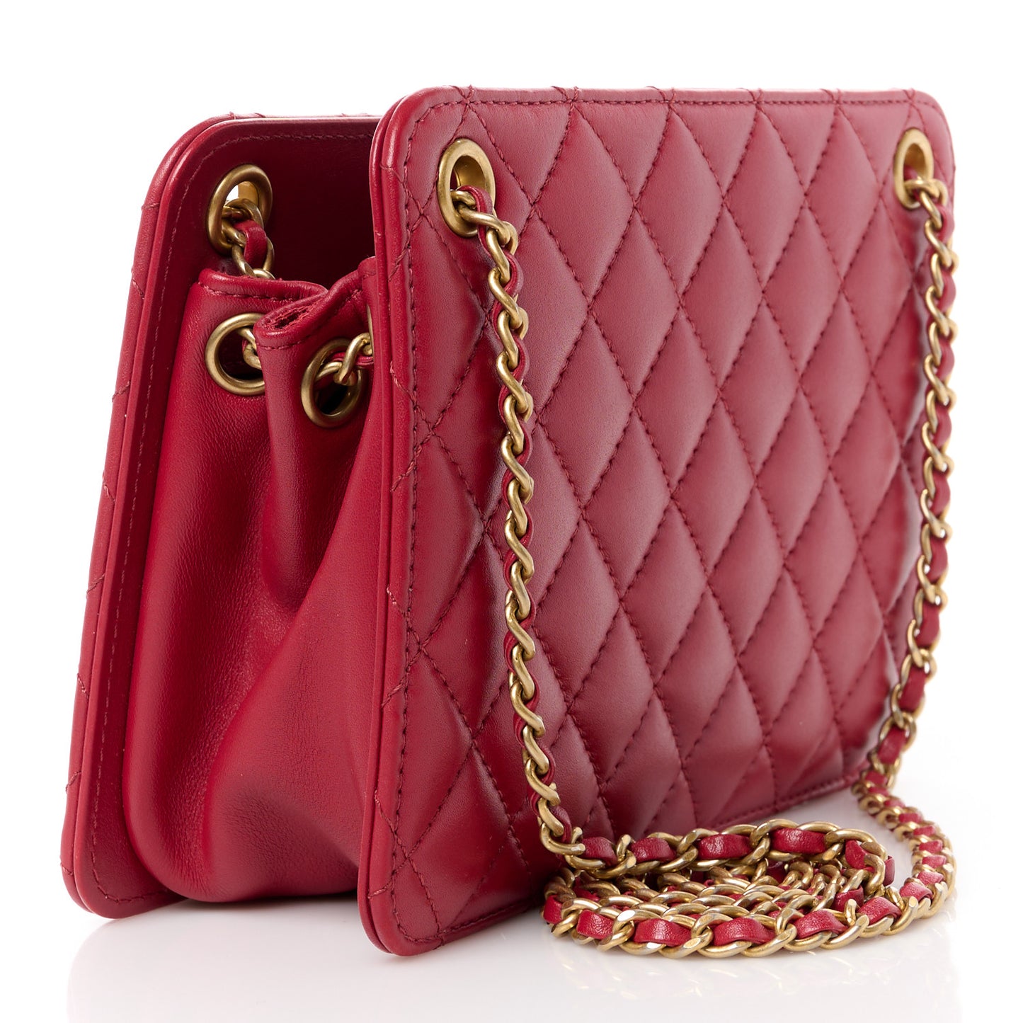 Calfskin Quilted CC Small Once Upon A Time Tote Red