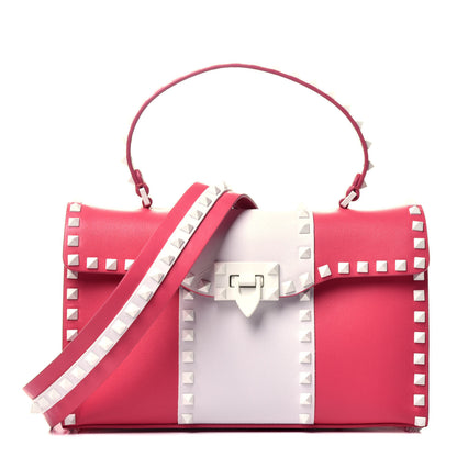 Valentino Garavani Vitello Colorblock Small Free Rockstud Single Handle Flap Bag Shadow Pink Optic White 1 of 10