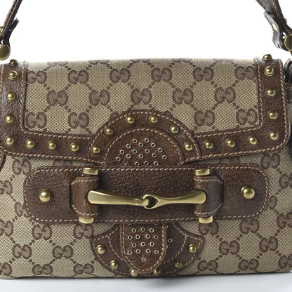 Gucci Monogram Studded Pelham Runway Flap Bag Brown 9 of 9