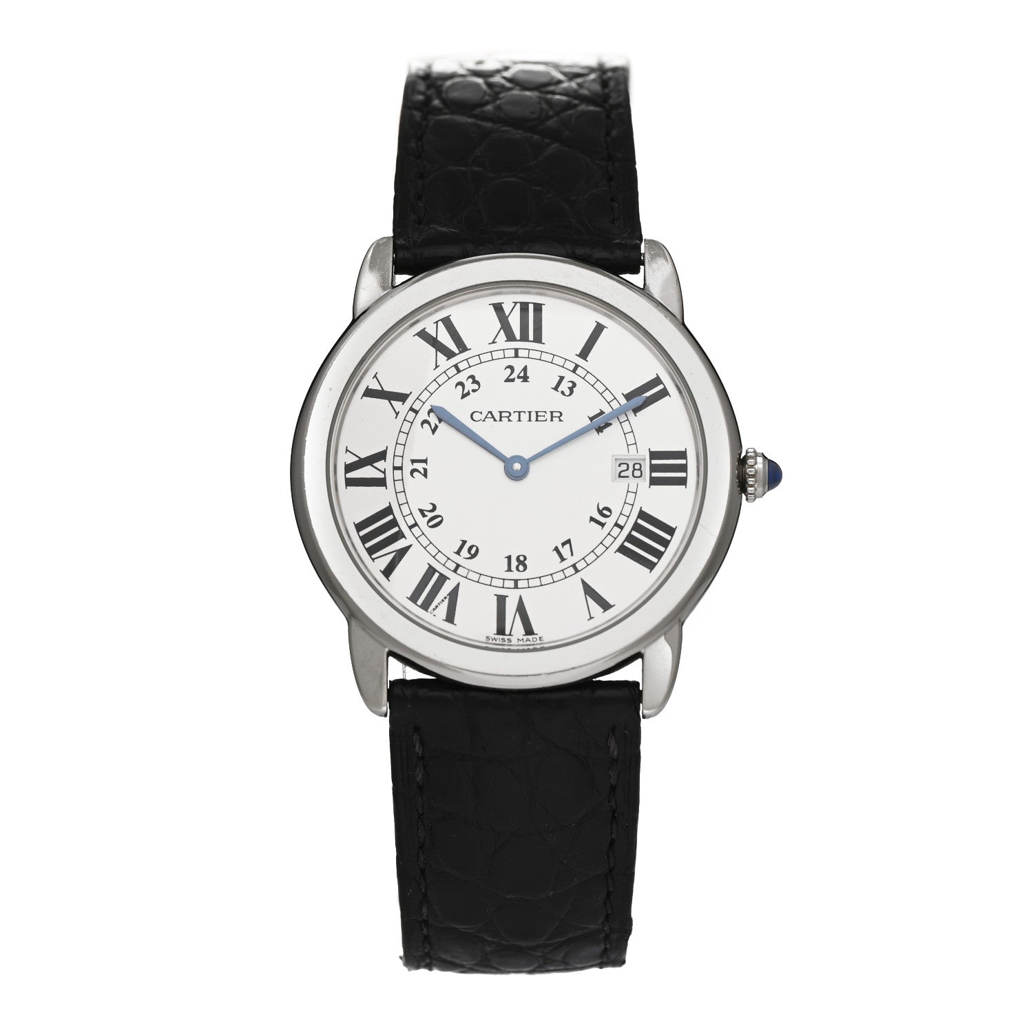 Cartier Stainless Steel Alligator 36mm Ronde Solo Quartz Watch 1 of 5