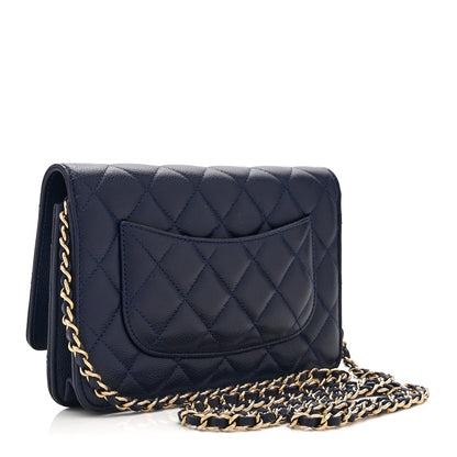 Chanel Caviar Quilted Wallet on Chain WOC Navy Blue 3 of 11