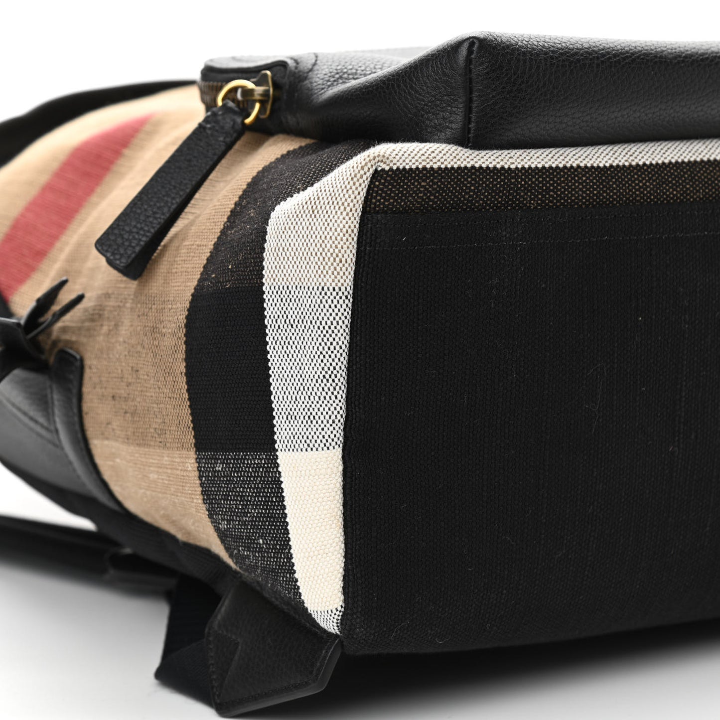 Mega Check Calfskin Abbeydale Simple Backpack Black Camel