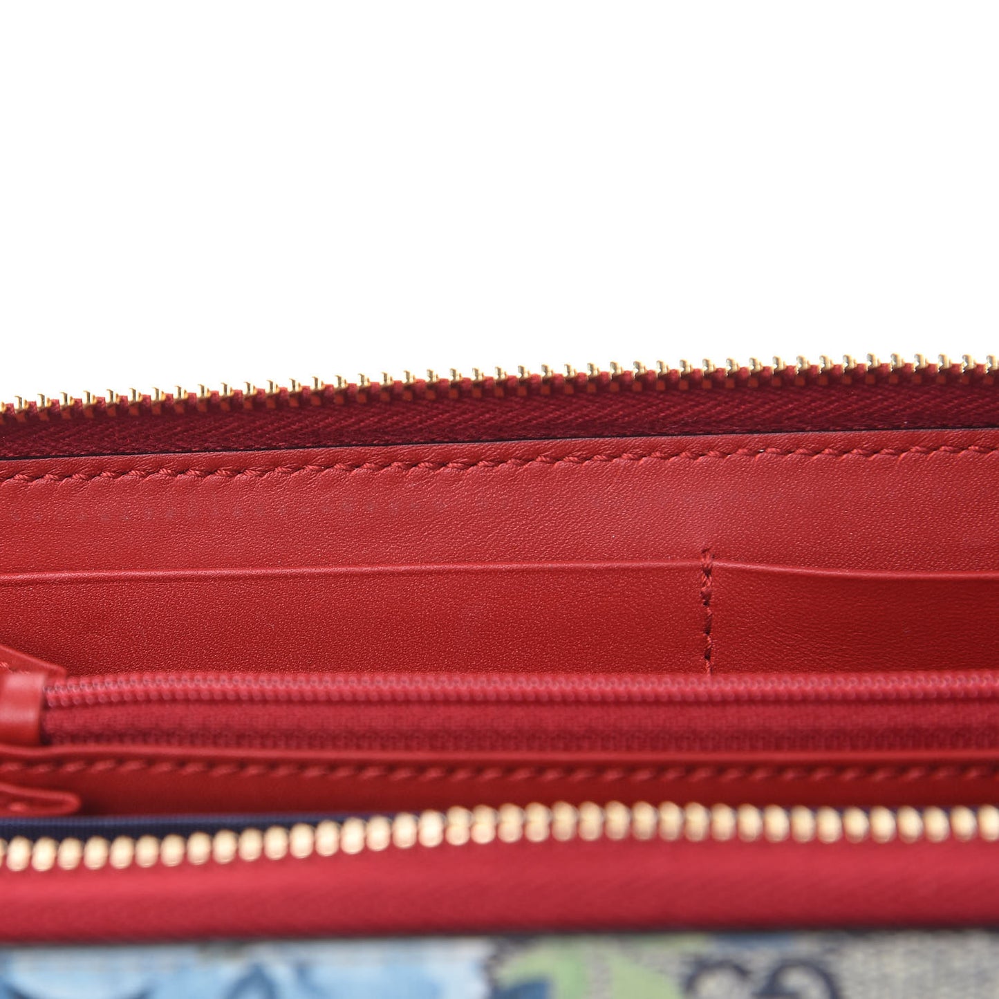 GG Supreme Monogram Blooms Zip Around Wallet Blue Red