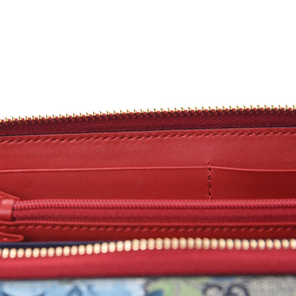 Gucci GG Supreme Monogram Blooms Zip Around Wallet Blue Red 12 of 13