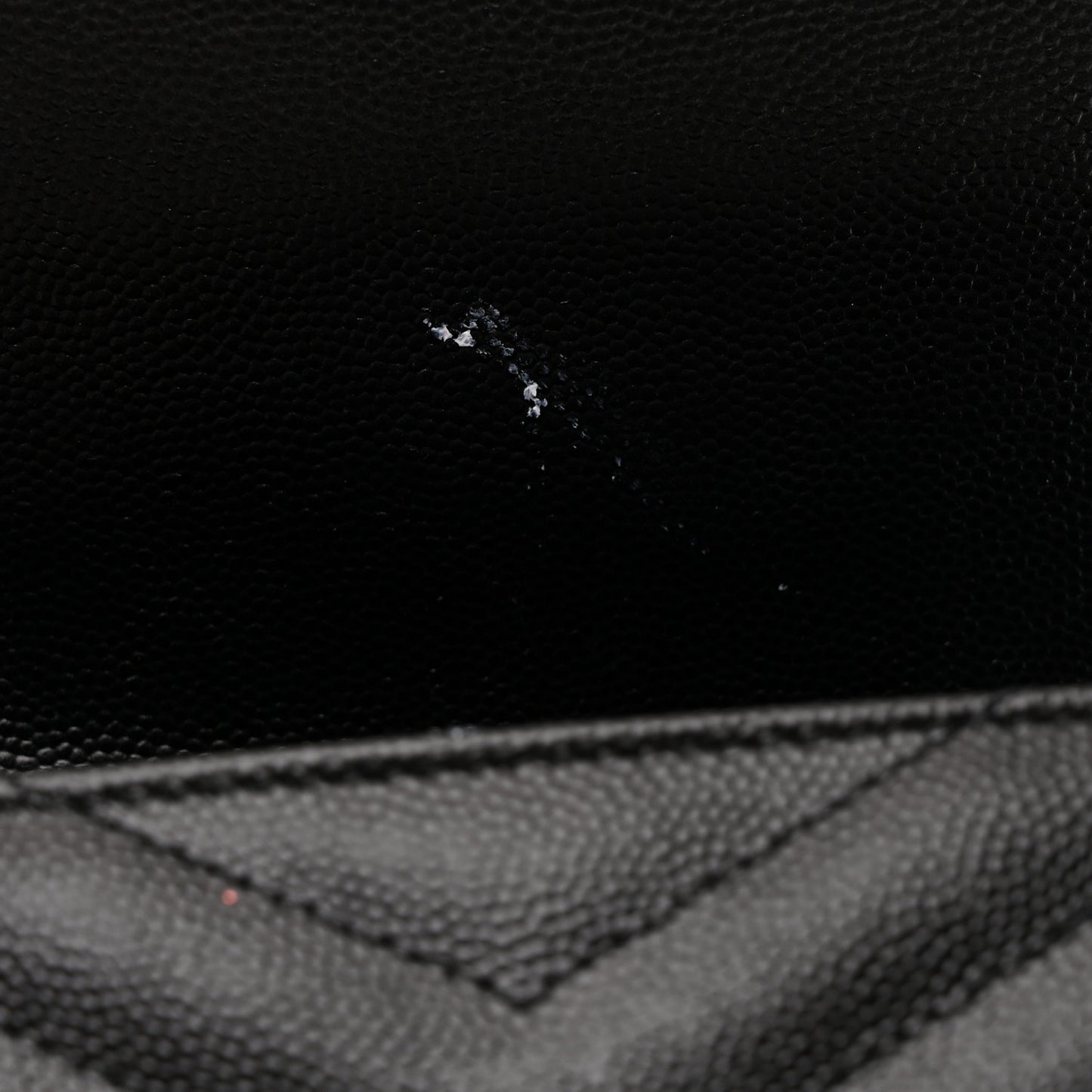Grain De Poudre Matelasse Chevron Monogram Envelope Clutch Black