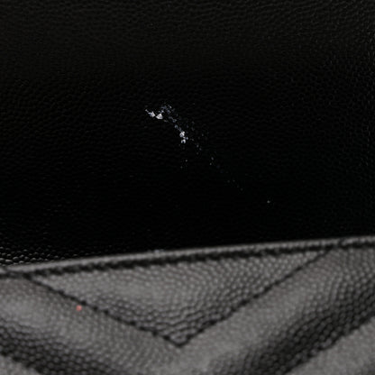 Saint Laurent Grain De Poudre Matelasse Chevron Monogram Envelope Clutch Black 8 of 8