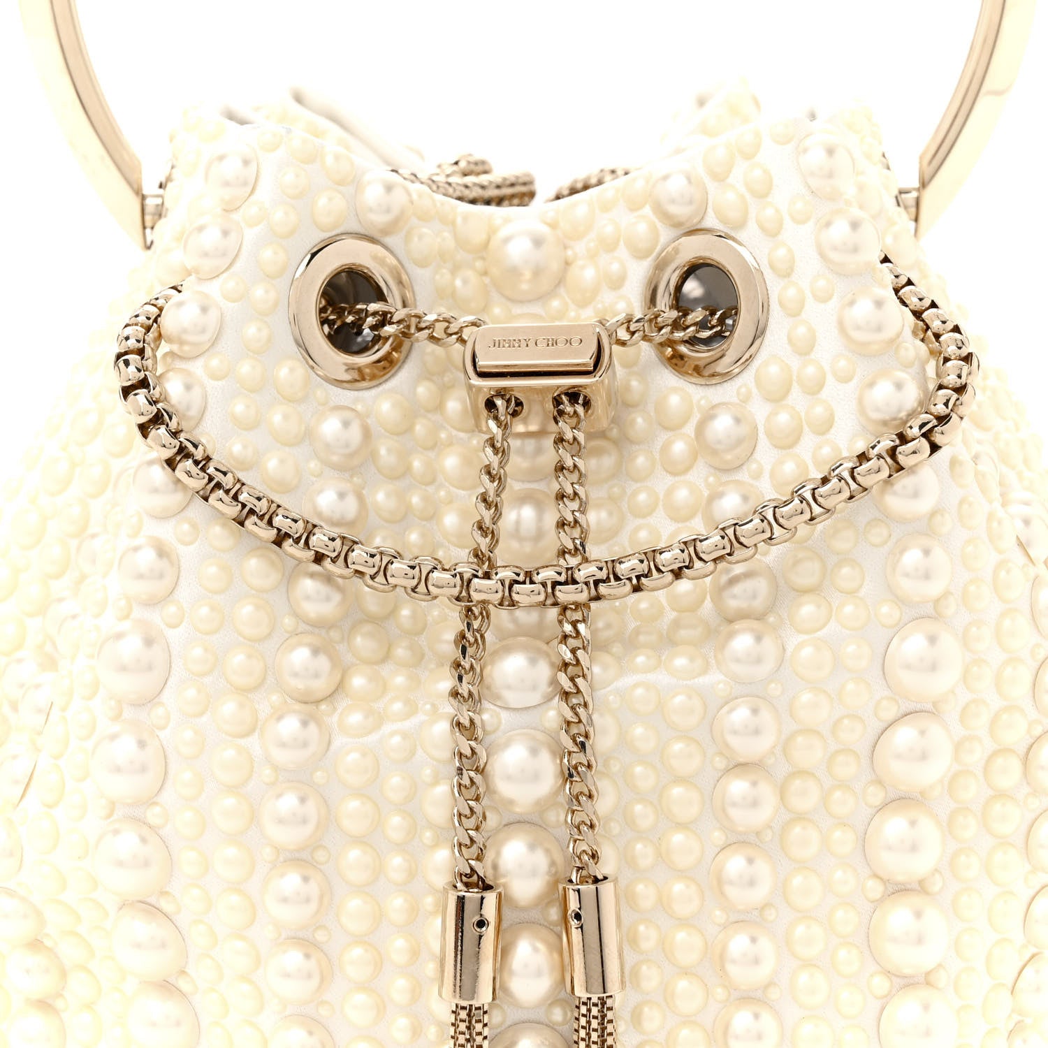 Jimmy Choo Satin Pearl Embellished Bon Bon Bag Ivory 7 of 9