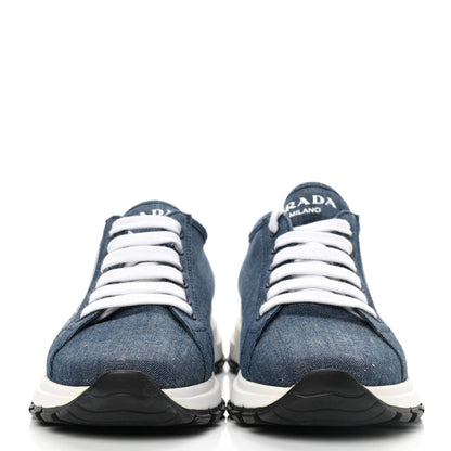 Prada Denim Rubber Triangle Logo Womens 45mm Sneakers 39 Bleu 2 of 9
