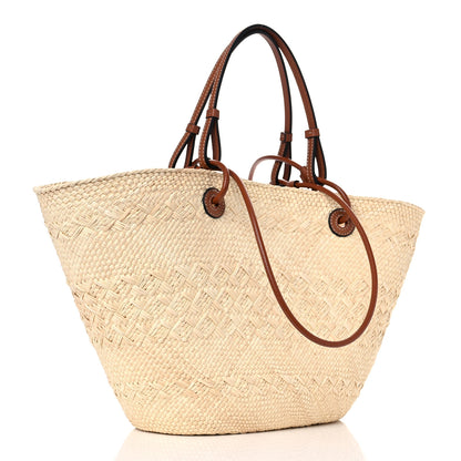 Loewe Iraca Palm Calfskin Anagram Basket Bag Natural Tan 3 of 10