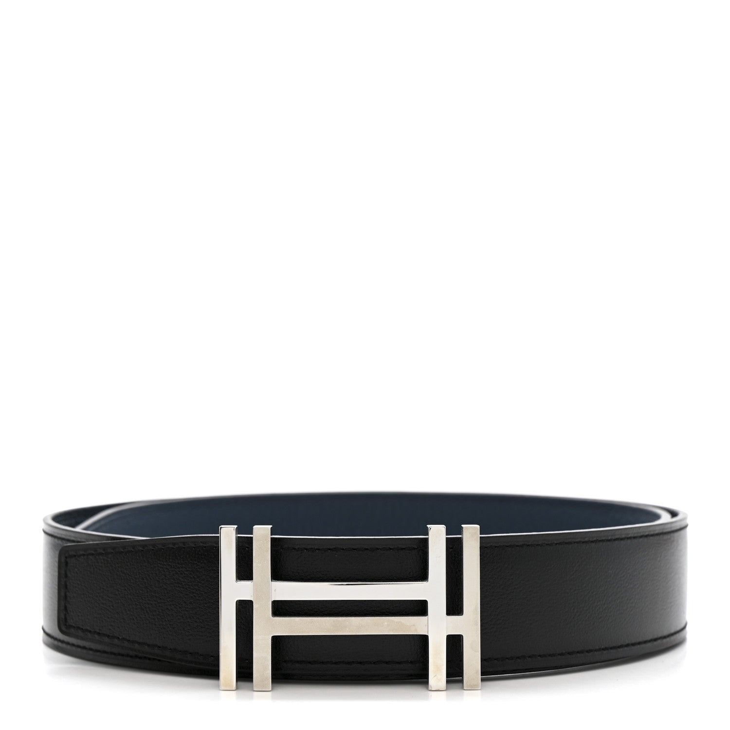 Hermes Box Togo 32mm Au Carre H Belt 85 34 Black Bleu de Prusse 1 of 8