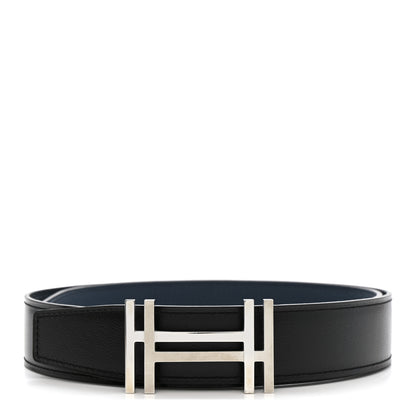 Hermes Box Togo 32mm Au Carre H Belt 85 34 Black Bleu de Prusse 1 of 8