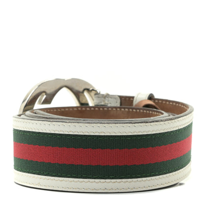 Gucci Calfskin Web Interlocking G Belt 100 40 White 2 of 4
